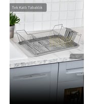 Tek Katlı Bulas¸ıklık Tezgah U¨stu¨ Tabaklık BPA FREE Bulas¸ık Sepeti Gri