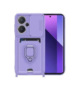 Xiaomi Redmi Note 13 Pro Plus Kılıf Zuma Kartvizitli Yüzüklü Silikon - Lila