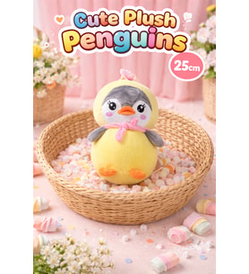 25 CM Sevimli Peluş Penguen Yumuşacık Pastel Renkli Oyuncak (Sarı)