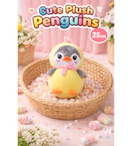 25 CM Sevimli Peluş Penguen Yumuşacık Pastel Renkli Oyuncak (Sarı)