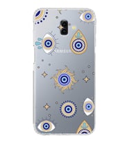 PrintiFy Samsung Galaxy J6 Plus 2018 ile Uyumlu 1mm Slim Fit Nazar Boncuğu 5 Baskılı Şeffaf  Kılıf