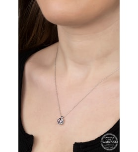 SWAROVSKİ CRYSTAL TEK TAŞ  925 AYAR GÜMÜŞ KOLYE