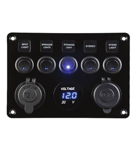 Switch Panel, 5 Anahtarlı, Voltmetre ve USB Şarjlı