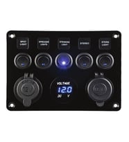 Switch Panel, 5 Anahtarlı, Voltmetre ve USB Şarjlı