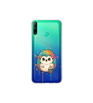 Huawei P40 Lite E ile Uyumlu Splash Kirpi Tasarımlı Şeffaf Silikon Kılıf