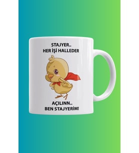 Stajyer Baskılı Kupa Bardak - Stajyer Kupa Bardak
