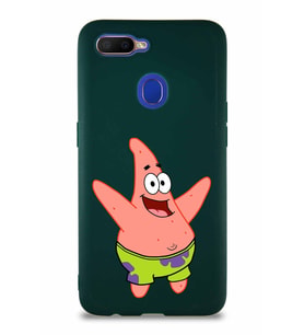 Oppo A5S Soft Premier Kapak Patrick Yıldız Tasarımlı Silikon Kılıf - Yeşil (Şeffaf)