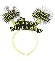 Happy Birthday Püsküllü Neon Sarı Renk Doğum Günü Tacı 22x19 cm