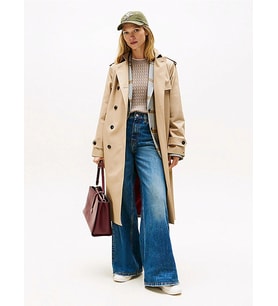 Tommy Hilfiger Pamuklu Normal Kesim Kruvaze Kadın Bej Mont WW0WW46529AEG