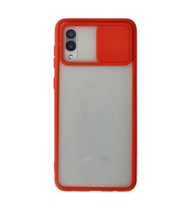 Samsung Galaxy A02 Kılıf Palm Buzlu Kamera Sürgülü Silikon - Kırmızı