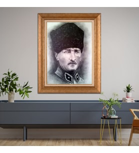Altın Varaklı Paspartulu Çerçeveli Tablo hb1143