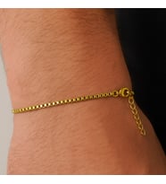 Altın Renk Iç Içe Geçmeli 1 Mm. Kutu Zincir Asansör Unisex Erkek Çelik Bileklik -  3381