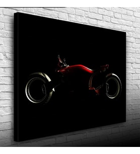 Siyah Fonda Kırmızı Futuristik Motosiklet Kanvas Tablo 50 x 70
