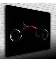 Siyah Fonda Kırmızı Futuristik Motosiklet Kanvas Tablo 50 x 70