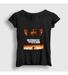 Presmono Kadın Siyah Cover Film No Country For Old Men T-Shirt 248011tt