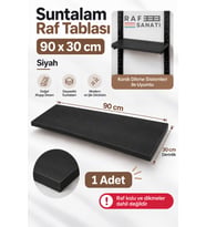 1 Adet - 90x30 cm Suntalam Mağaza Rafı Siyah Geniş Ahşap Raf Tablası Konik Dikme Uyumlu