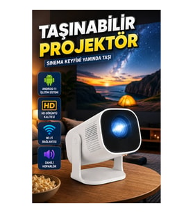 Taşınabilir Android 11 Akıllı Sinema ve Oyun Projektörü Kablosuz Görüntü Aktarımlı