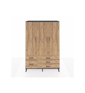 Hyperion Gardrop 5 Raflı 5 Çekmeceli Tek Askılı 132x44x195 Antrasit-Çam