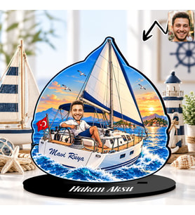 BK Gift Kişiye Özel Tekne Tasarımlı Erkek Karikatür Biblo-2