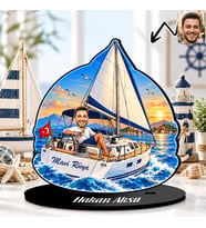 BK Gift Kişiye Özel Tekne Tasarımlı Erkek Karikatür Biblo-2