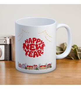 Yılbaşı Temalı Happy New Year Yazılı Hediyelik Kupa