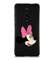 Xiaomi Redmi K20 Pro Soft Premier Kapak Minnie Mouse-A Tasarımlı Silikon Kılıf - Siyah (Şeffaf)