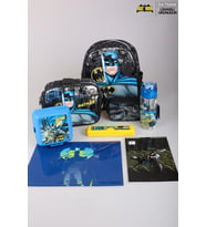 LİSANSLI BATMAN TEK BÖLMELİ KÜÇÜK BOY 32 CM ANAOKUL,BESLENME VE KALEM ÇANTASI,BESLENME KABI VE 500 ML TRITAN MATARA İLE KIRTASİYE OKUL SETİ (Siyah)