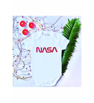 Unisex Bebek Baskılı Nasa %100 Pamuklu Çıtçıtlı Body Zıbın