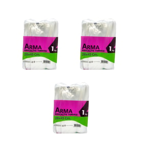 Naksan Arma Şeffaf Naylon 4 lük 28x45 Cm. Bakkaliye Poşeti Torbası - 1 Kg. - Ort. 115 Adet - 3 Paket (Beyaz)