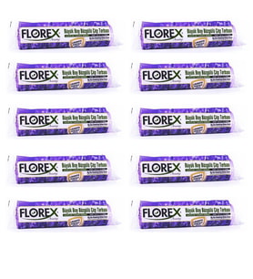 Florex 60 Litre Büzgülü Lavanta Kokulu Çöp Torbası Poşeti / 65 x 70 Cm. - 10x10 Rulo / Paket (Mor)