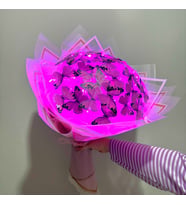 Led Işıklı Kelebek Buketi (Mor)