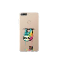 Huawei Y7 2018 ile Uyumlu Splash Tembel Hayvan Tasarımlı Şeffaf Silikon Kılıf