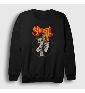 Presmono Unisex Siyah Tarot Ghost Sweatshirt 52528tt