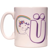 Ü Harfi Unicorn Boynuzlu At Tasarım Renkli Harfli Kupa Bardak