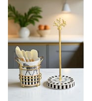 Kaşıklık - Kağıt Havluluk 2’li Set Zebra At Desen Gold