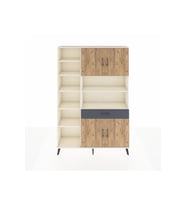 Arges Dolap 10 Raflı Tek Çekmeceli 4 Kapaklı 132x30x195 Aytaşı-Çam/Antrasit
