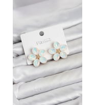 Beyaz Renk Kristal Taşlı Çiçek Model Kadın Küpe TJ-BKP11933