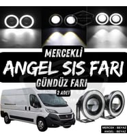 Fiat Ducato Uyumlu Üniversal Mercekli Angel Sis Farı Metal 76 mm Beyaz Halkalı Gündüz Farı 2 Adet