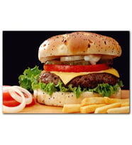 Cakatablo Yakın Çekim Burger ve Patates Kızartması MDF Tablo