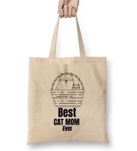Mothers Day 2021 Best CAT MOM Ever Funny Bez Çanta Uzun Saplı