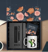 Kişiye Özel Defter & Deri Kılıflı Touch Pen Kalem & Kişiye Özel Tasarım Kupa Hediye Seti