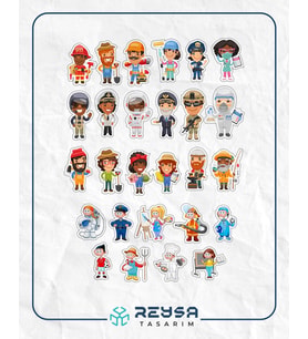 Meslekler Sticker Set 25 Parça Telefon, Tablet, Defter, Laptop Sticker