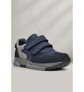 Rakerplus Hakiki Deri Lacivert Cırtlı Gri Tabanlı Çocuk Sneakers Spor Ayakkabı