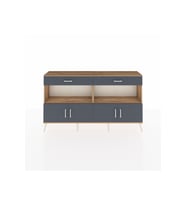 Arges Konsol 2 Raflı 2 Çekmeceli 4 Kapaklı 176x30x99 Çam-Antrasit
