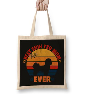 Best Shih Tzu Mom Ever Great Present For Shih Tzu Lovers Bez Çanta Uzun Saplı
