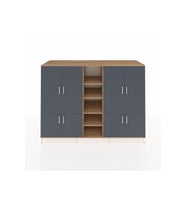 Kronos Dolap 14 Raflı 8 Kapaklı 220x59x163 Çam-Antrasit/Çam