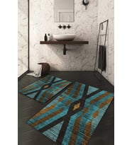 Dijital Baskılı Kaymaz Taban Yıkanabilir 2'li Klozet Takımı Banyo Paspası NDKZ-SD-1007 (Mavi)