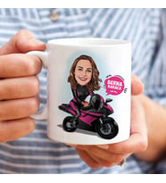 Kişiye Özel Motora Binen Kadın Karikatürlü Bardak