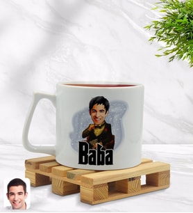 BK Gift Kişiye Özel Baba Godfather Karikatürlü Middle Beyaz Kupa Bardak Model 3