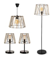 Evo Siyah Metal Avize Lambader Abajur Set